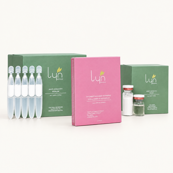 Lyn Sikilastirici ve Canlandirici Set - serum, maske ve goz maskesi kutulari